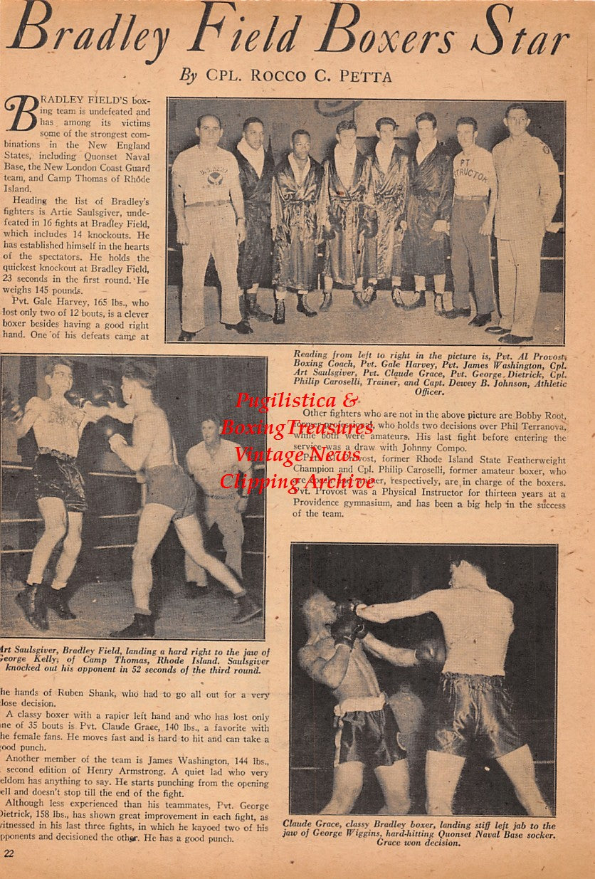 Boxing News Clipping #2559 - Orville Wiebusch, Al Globe, Bill Nettler, Bill Flavell, Dave Bagley, Speedy Hauck, Ben Jacobs, Bob Dennis, Emery Perry, Bobby Joyce, Flash Obouchon, Floyd Calkins, Al Provosts, Gale Harvey, Art Saulsgiver, Claude Grace +++