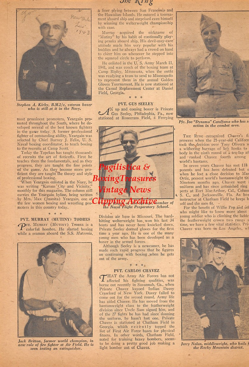 Boxing News Clipping #2562 - Stephen Kirby, Vernon Hogan, Joe Catalfamo, Jack Britton, Jerry Nolan, Joseph Sacca, Billy Starkel
