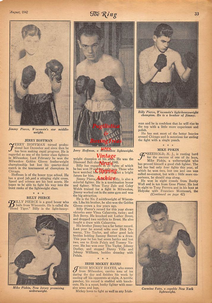 Boxing News Clipping #258 - Jimmy Pierce, Jerry Hoffman, Billy Pierce, Mike Piskin, Carmin Fatta