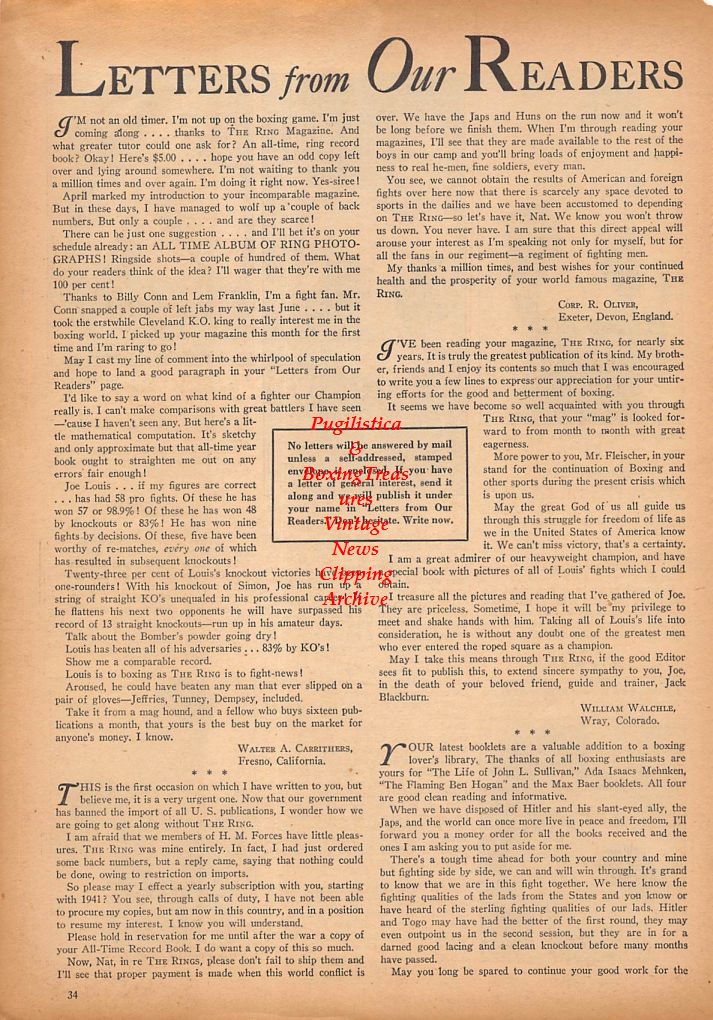 Boxing News Clipping #258 - Jimmy Pierce, Jerry Hoffman, Billy Pierce, Mike Piskin, Carmin Fatta