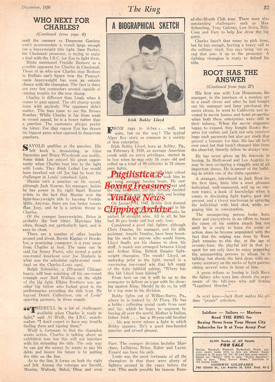 Boxing News Clipping #2580 - Irish Bobby Lloyd