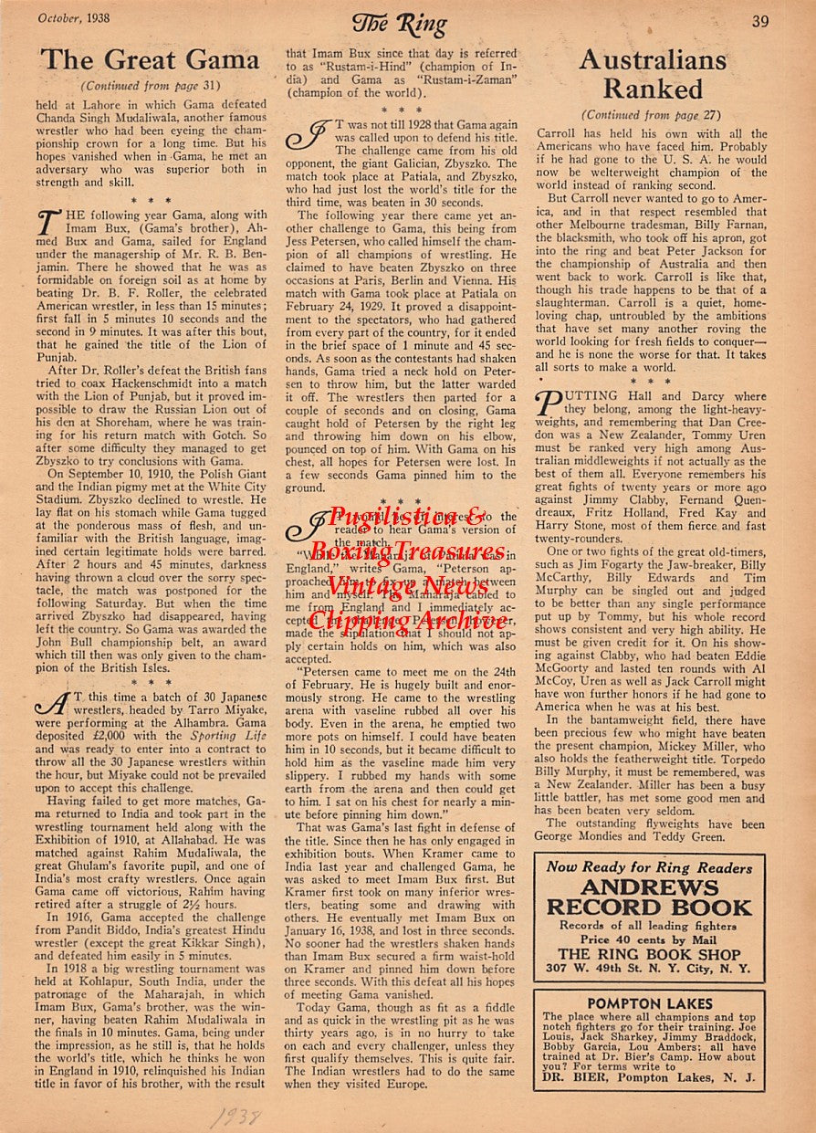 Boxing News Clipping #2589 - Al Reid, Jimmy McStravick, Lou Salica, Ceferino Garcia, Pedro Montanez, Al Bummy Davis