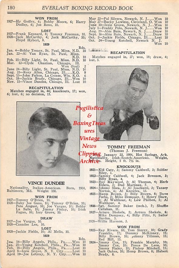 Boxing News Clipping #26 - Vince Dundee, Tommy Freeman, Gorilla Jones, My Sullivan
