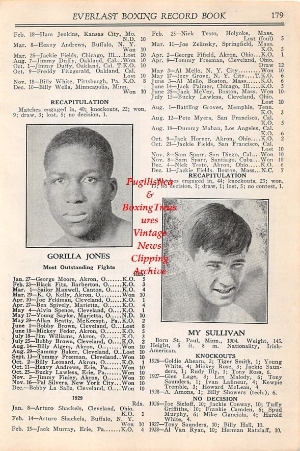 Boxing News Clipping #26 - Vince Dundee, Tommy Freeman, Gorilla Jones, My Sullivan