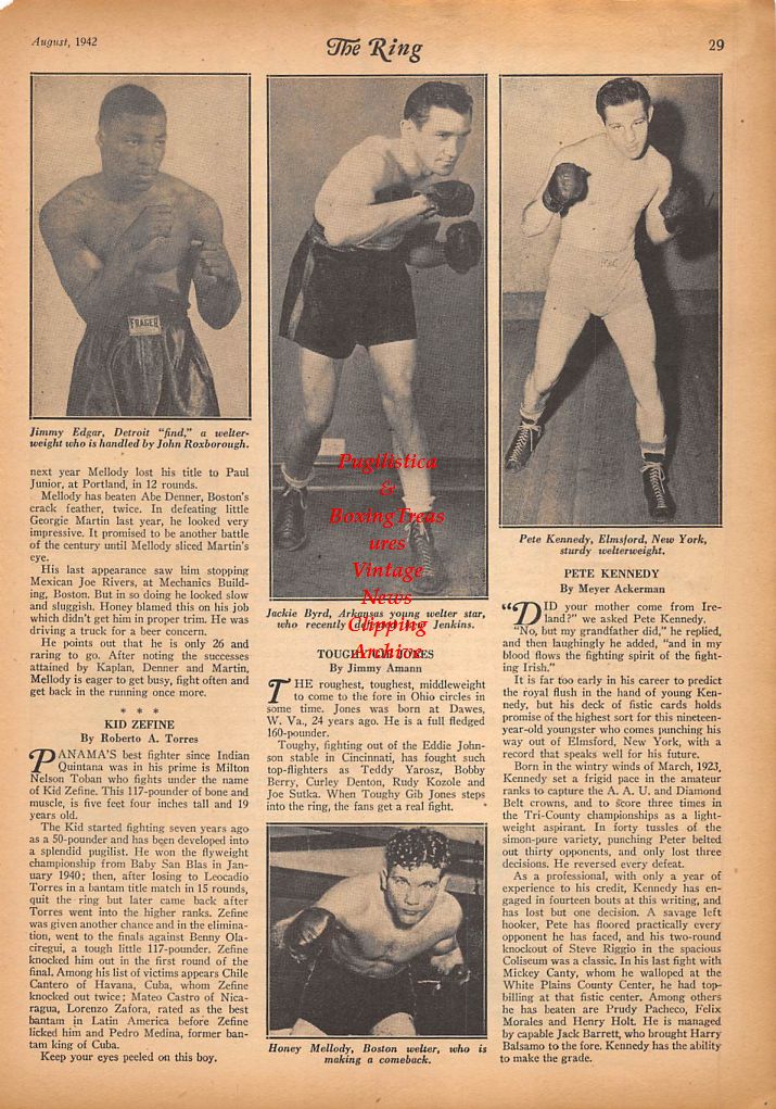 Boxing News Clipping #260 - Bobby Powell, Baby Al Brown, Shelton Bell, Mel Seratta, Jimmy Edgar, Jackie Byrd, Pete Kennedy, Honey Mellody