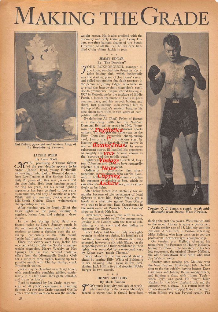 Boxing News Clipping #261 - Kid Zefine, Toughy Gib Jones