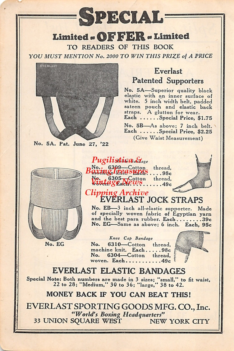 Boxing News Clipping #2613 - Ad for Everlast Athletic Supporter and Mouthpiece
