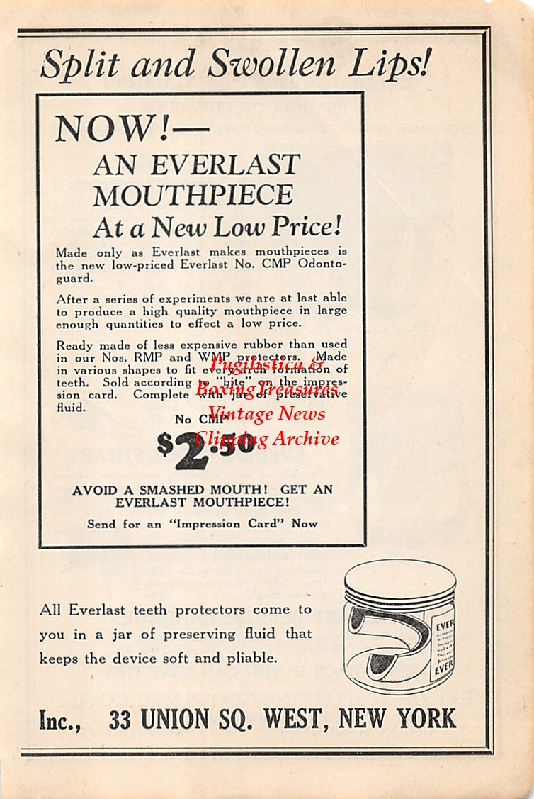 Boxing News Clipping #2613 - Ad for Everlast Athletic Supporter and Mouthpiece
