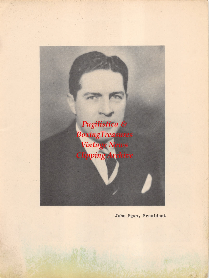 Boxing News Clipping #2628 - John Egan, Max Marek, George Sluka, Riley Bender, Ruby Fisher, James J. Cusack, Sam Frager, James O' Donovan, Rev. J. Albert Rebedeau