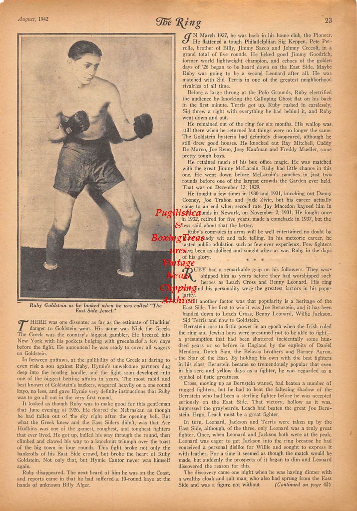 Boxing News Clipping #263 - Ruby Goldstein