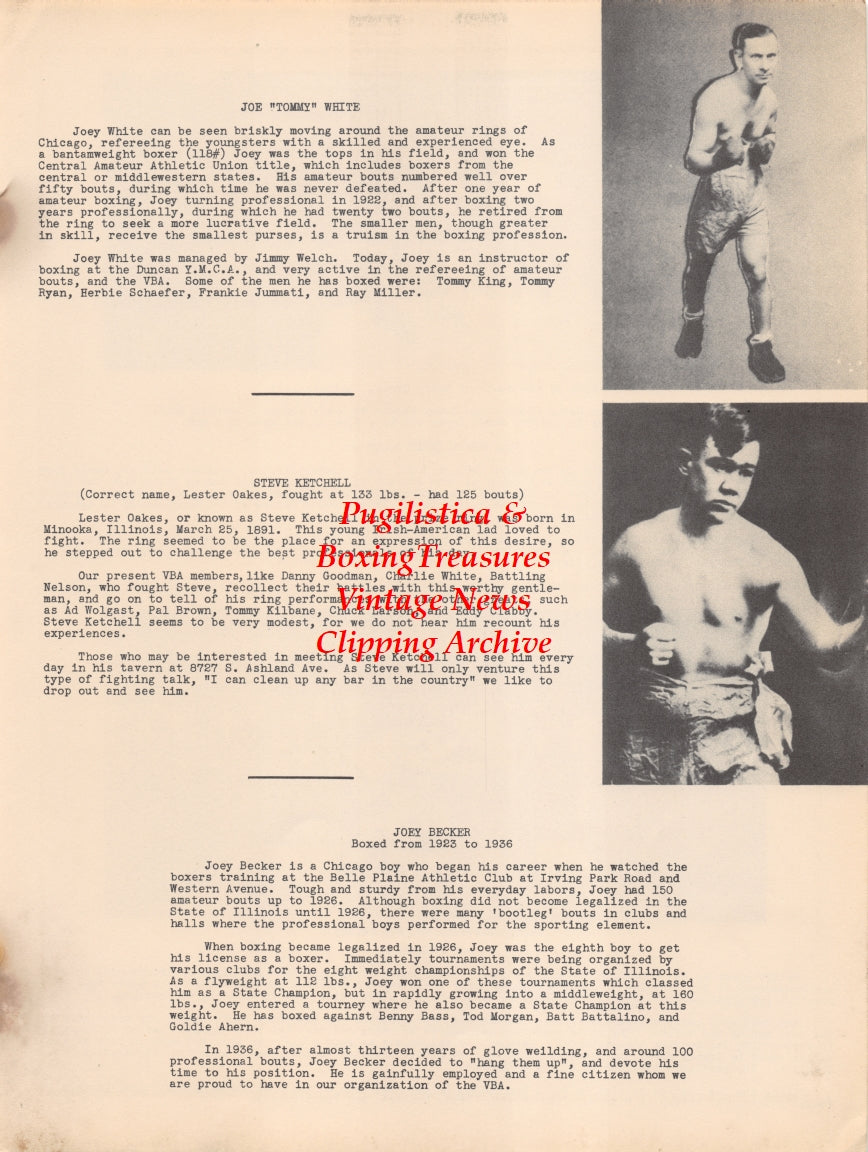Boxing News Clipping #2636 - Joe "Tommy" White, Steve Ketchell, Joey Becker, Danny Goodman vs. Tommy Mowatt, George Anderson vs. Roy Parker