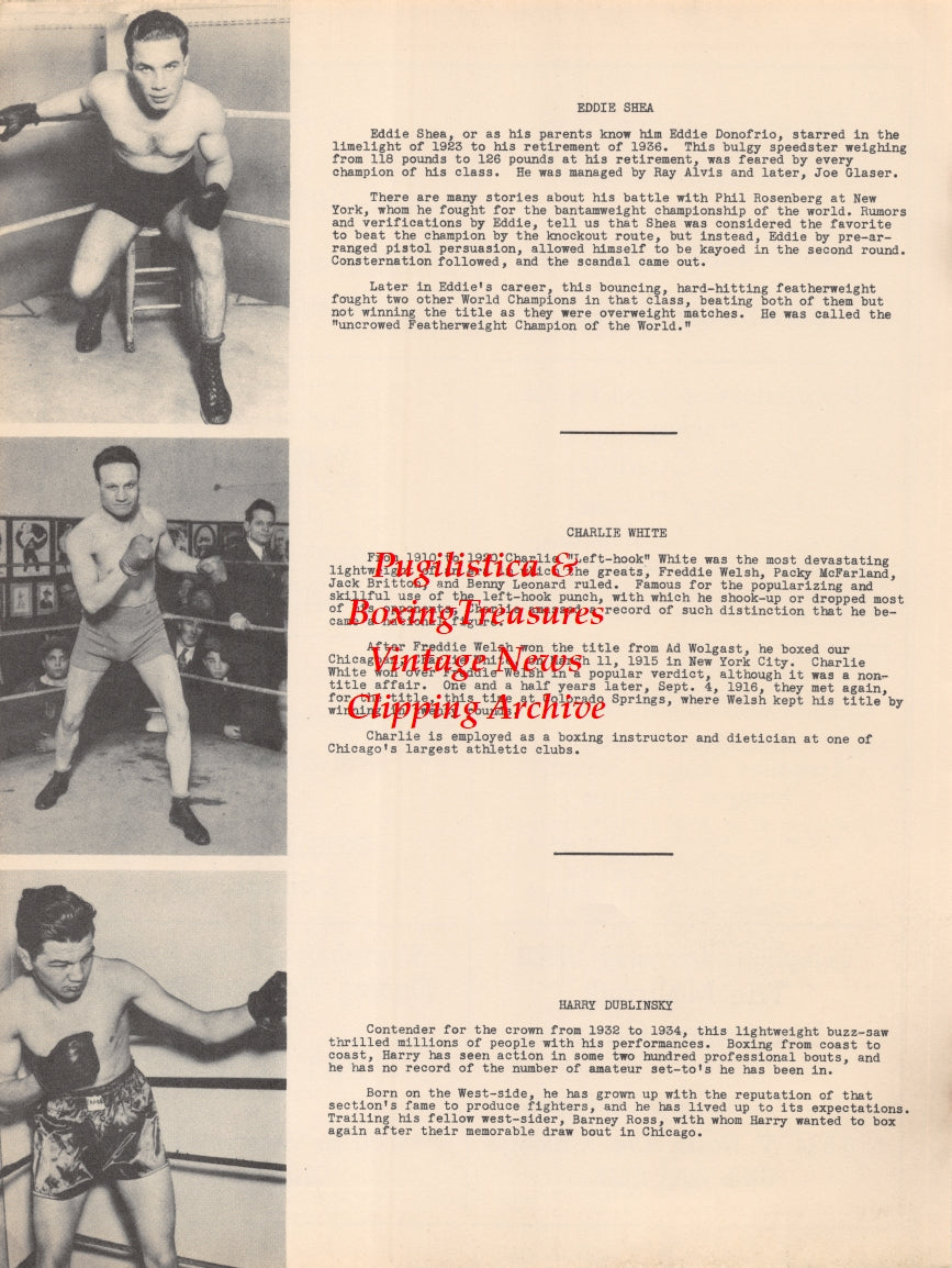 Boxing News Clipping #2643 - Eddie Shea, Charlie White, Harry Dublinsky
