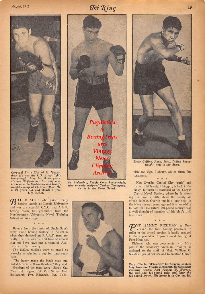 Boxing News Clipping #265 - Ernie Rios, Pat Valentino, Ernie Collins, Charles Cartwright, Jimmy Farr, Mark Cohn