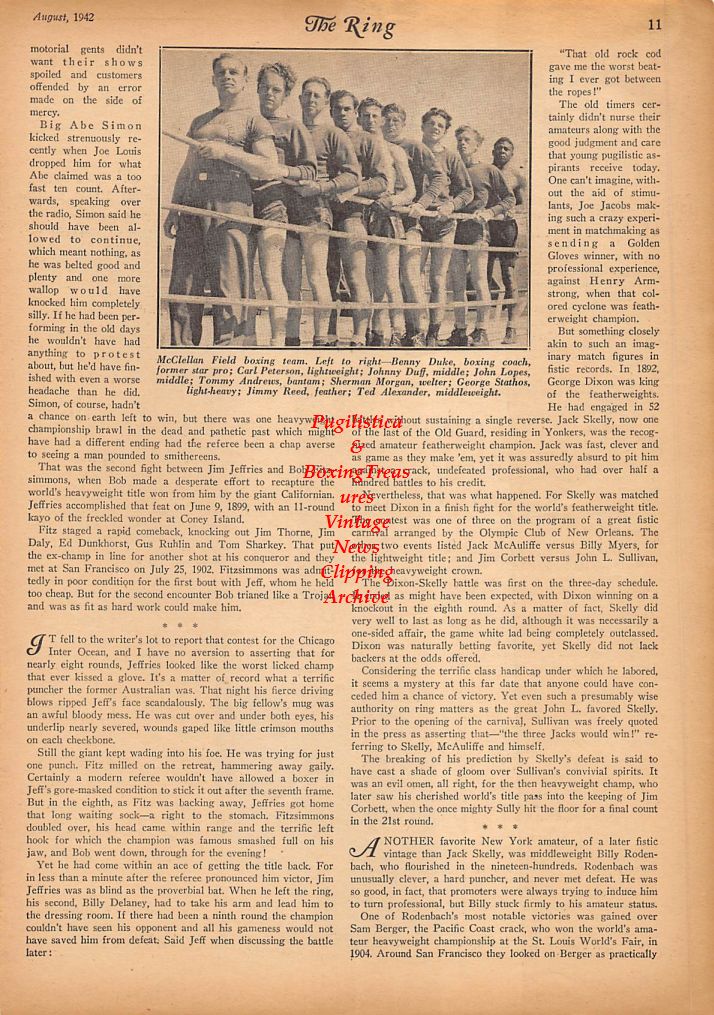 Boxing News Clipping #269 - "Boxing In The Service" Lou Ambers, John MacNeil, Benny Duke, Johnny Duff and many others