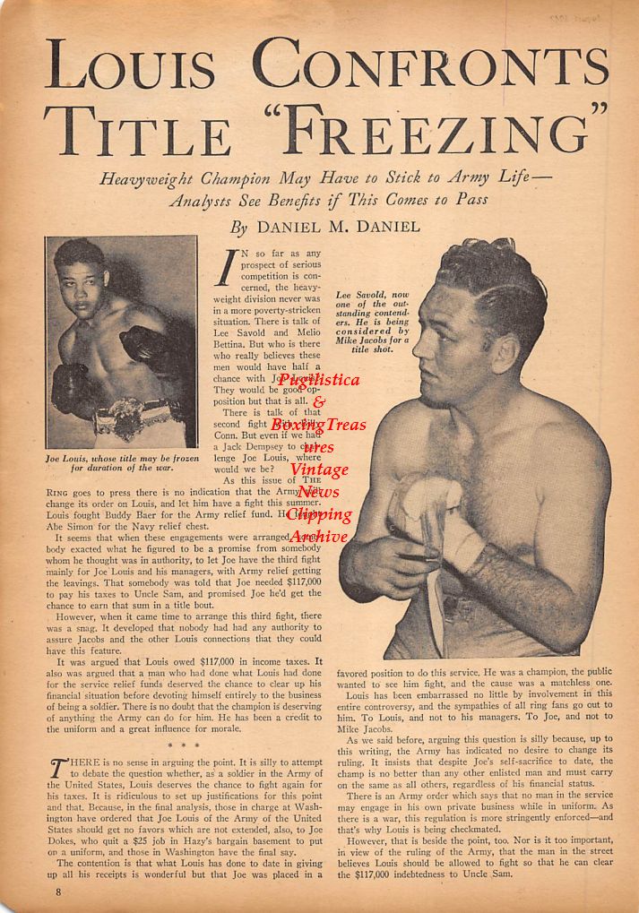 Boxing News Clipping #271 - Joe Louis, Lee Savold
