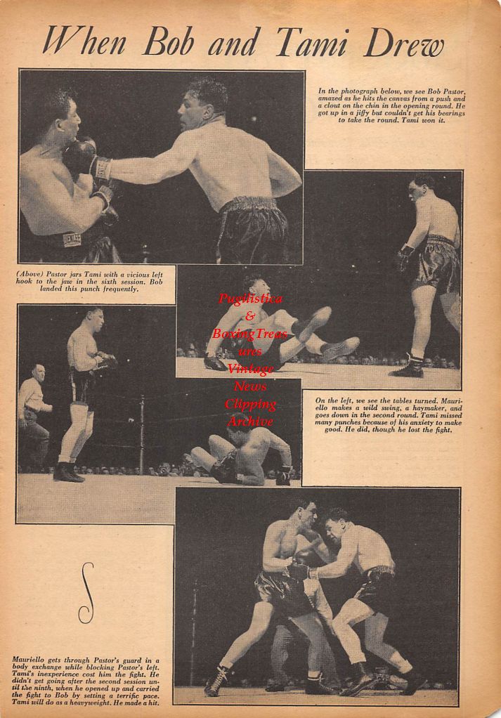 Boxing News Clipping #272 - Bob Pastor vs. Tami Mauriello, Georgie Abrams