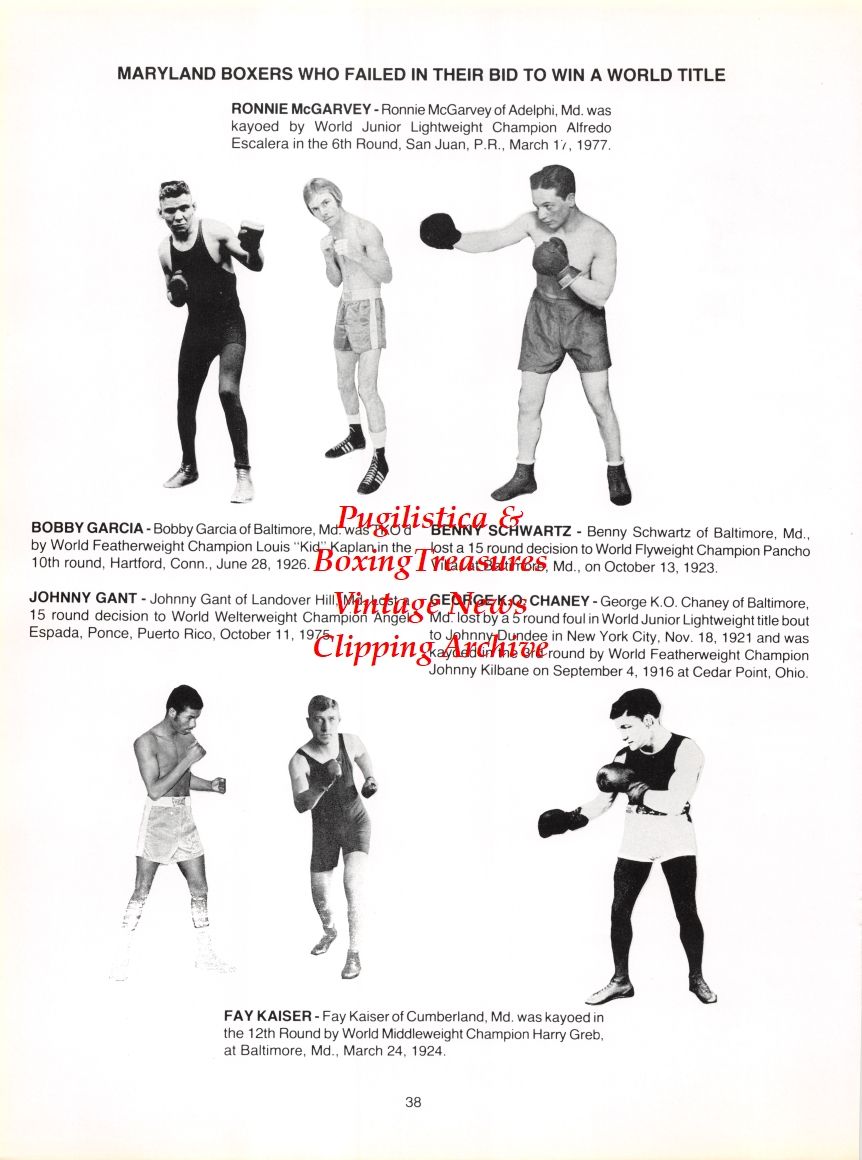 Boxing News Clipping #2757 - Joey Longo, Ronnie McGarvey, Bobby Garcia, Benny Schwartz, Johnny Gant, George K.O. Chaney, Fay Kaiser