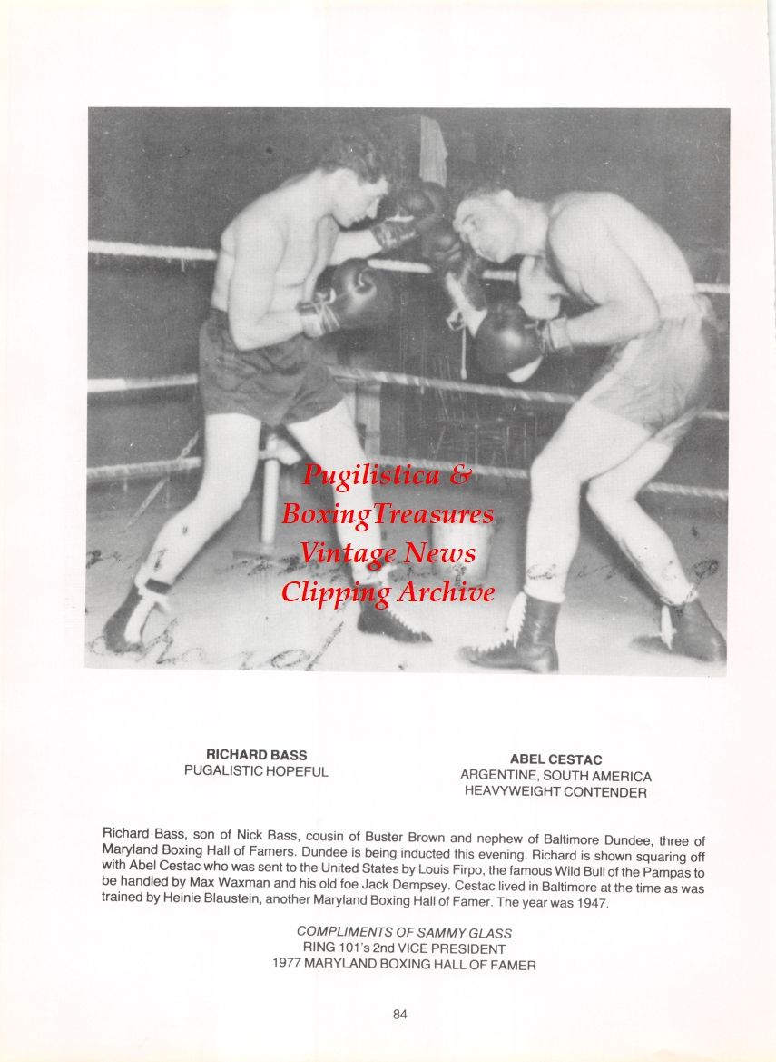 Boxing News Clipping #2780 - Richard Bass, Abel Cestac, Frank Vinci, Pete Galiano, Dottie Spedden, Lillian Haas