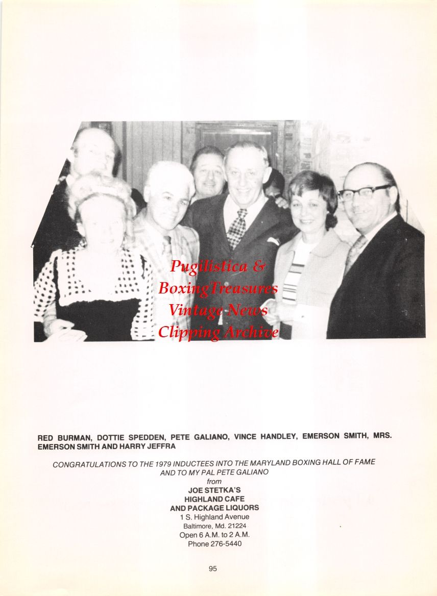 Boxing News Clipping #2785 - Harry Jeffra, Red Burman, Dottie Spedden, Pete Galiano, Emerson Smith, Vince Handley