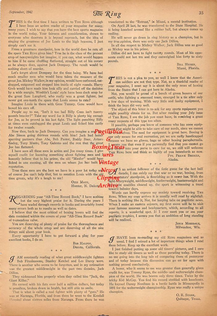 Boxing News Clipping #279 - Mickey Donohue, Noah Valdez, Bob Traweek, Pete Lello, Soldier Montoya, Walter Holt, Savey Canadeo, Bernard Block, Carl Sorenson, Tad DiLoreto