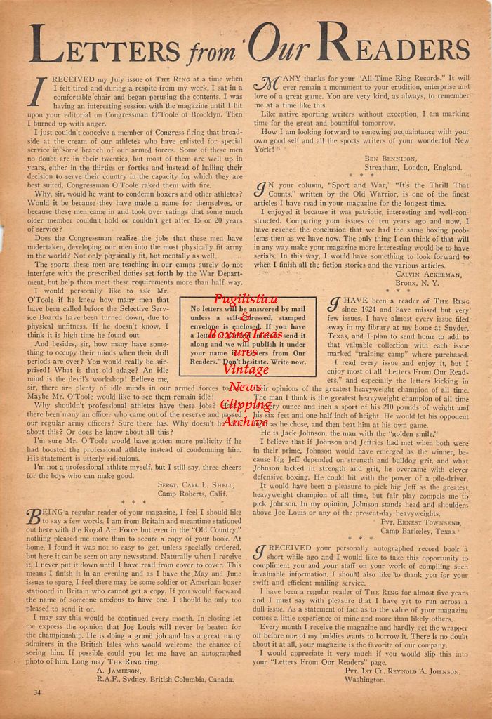 Boxing News Clipping #280 - Joey Varoff, Johnnie Seaman