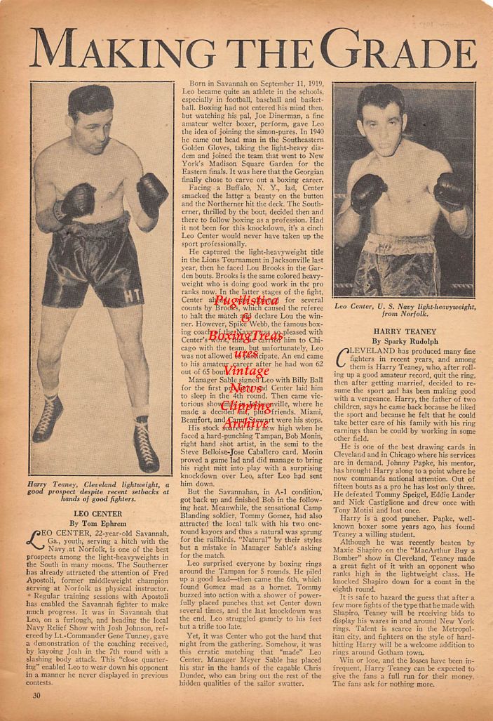 Boxing News Clipping #282 - Harry Teaney, Leo Center