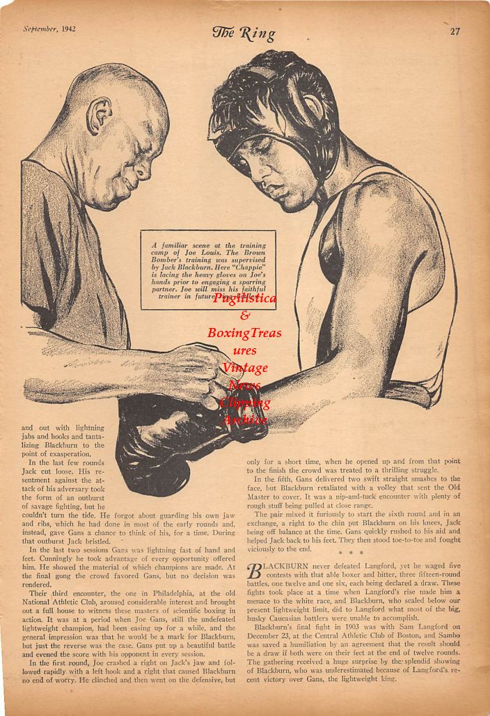 Boxing News Clipping #283 - Jack Blackburn, Joe Louis, Joe Gans