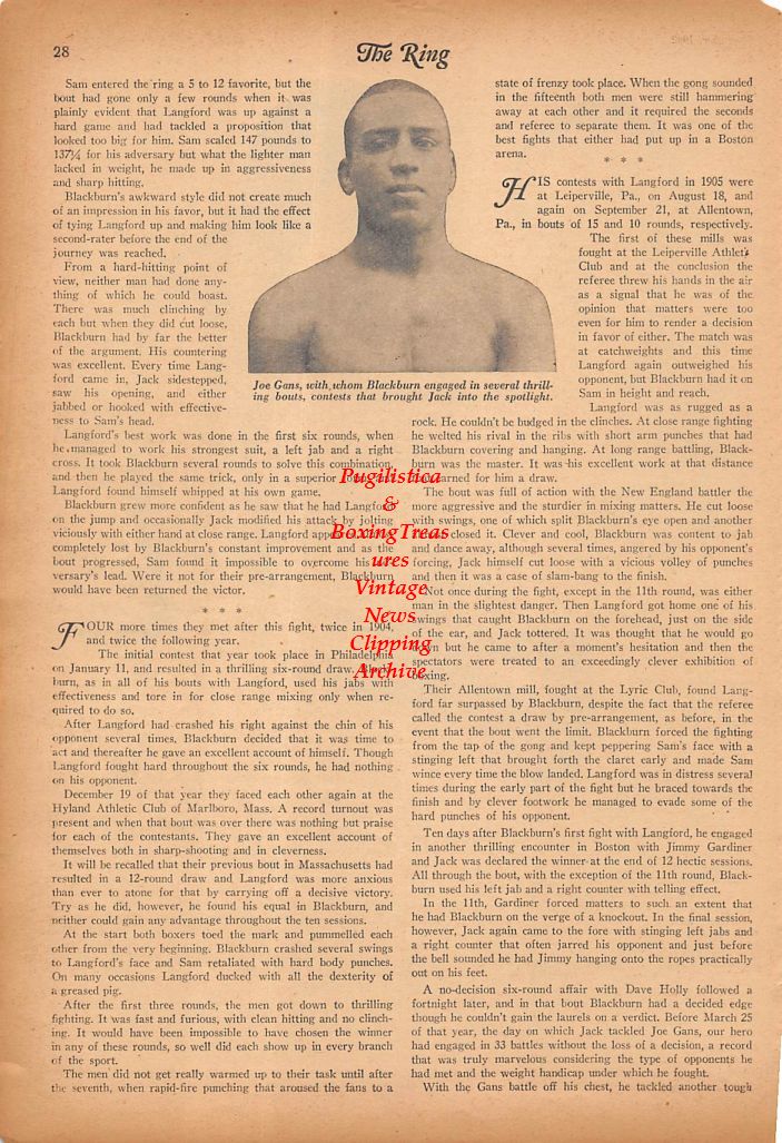 Boxing News Clipping #283 - Jack Blackburn, Joe Louis, Joe Gans