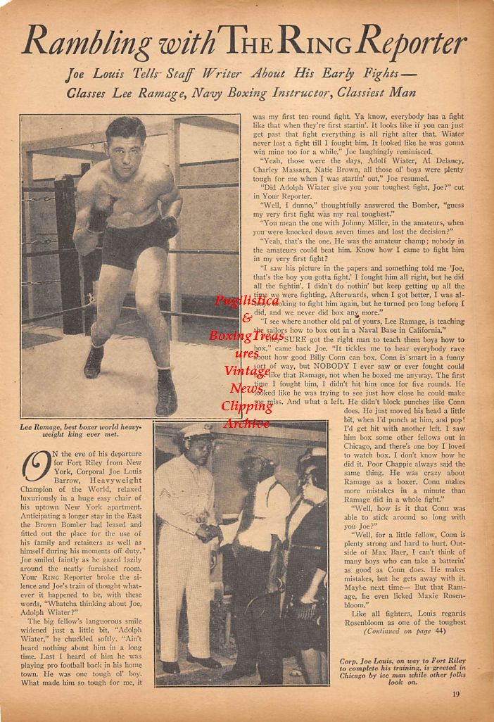 Boxing News Clipping #285 - Irving Marcus, Ernie King, Sylvester O'Donnell, Nick Camarata, Lee Ramage, Joe Louis