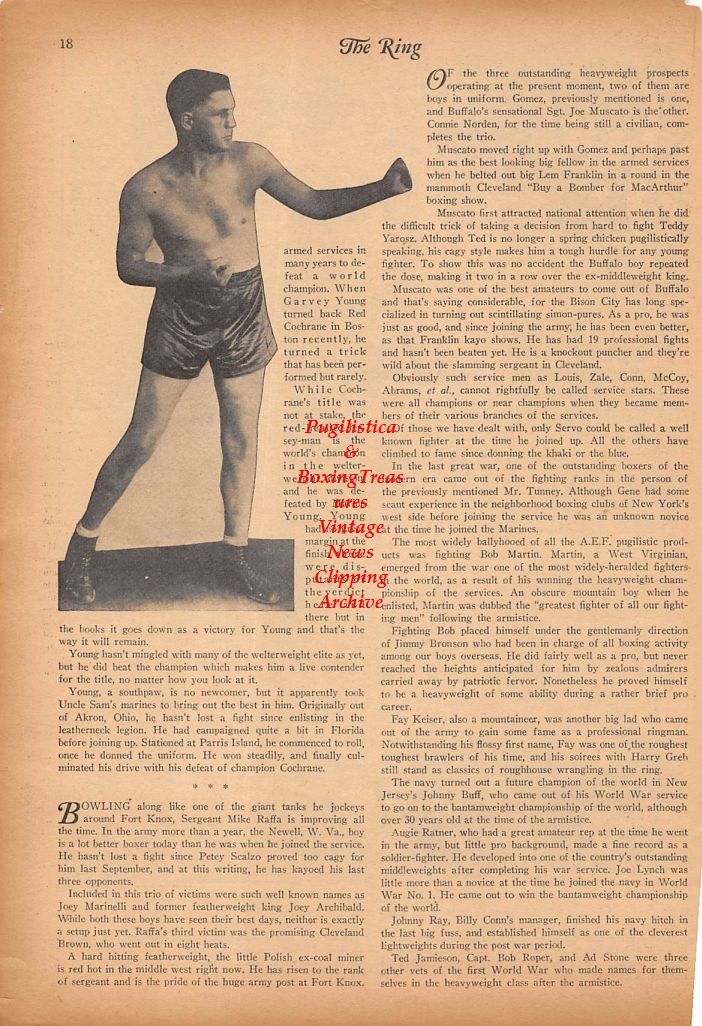 Boxing News Clipping #286 - "Service Stars" Marty Servo, Tommy Gomez, Mike Raffa, Garvey Young, Joe Muscato