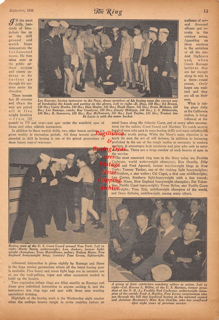Boxing News Clipping #287 - "Military Boxing" Lee Ramage, Marty Servo, Lou Ambers, Nathan Mann, Red Cochrane and others