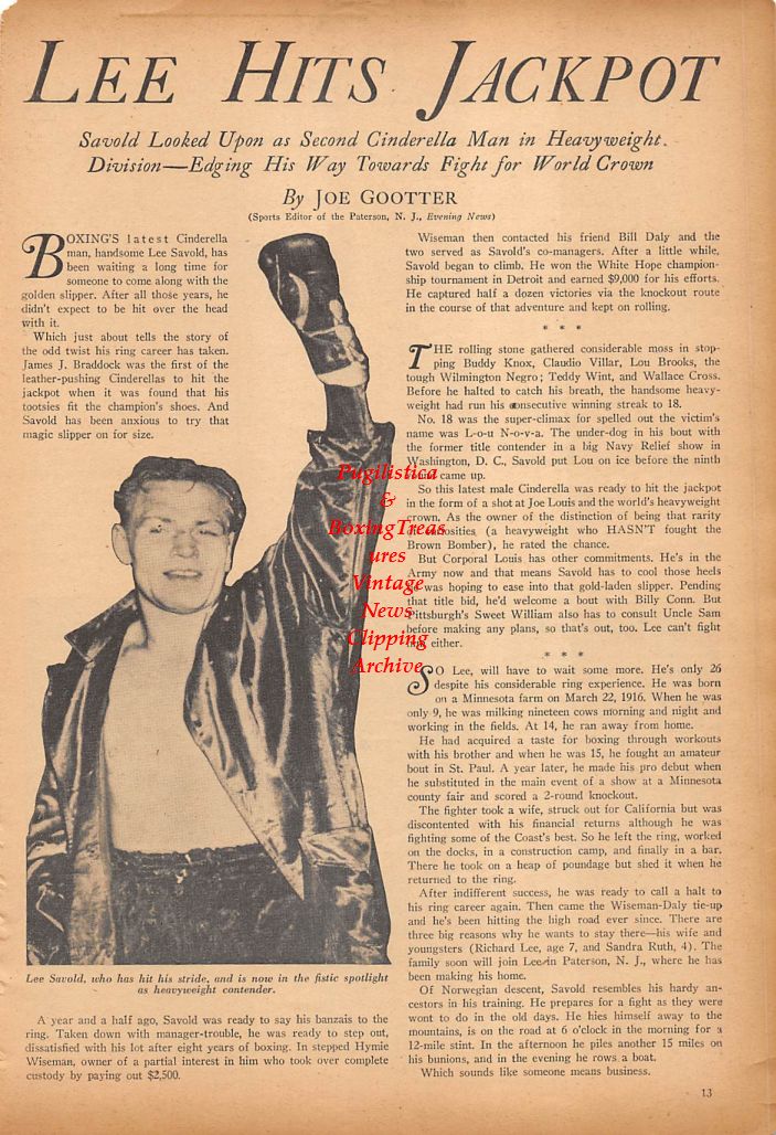 Boxing News Clipping #288 - Lee Savold, Naval Boxing, Joe Stone, George O'Brien
