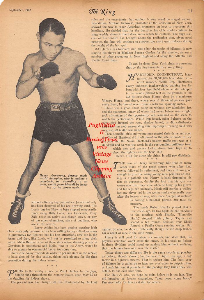 Boxing News Clipping #289 - Henry Armstrong