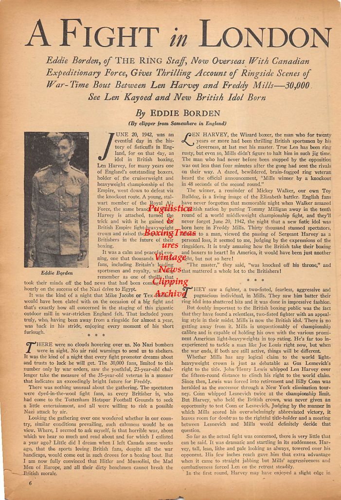 Boxing News Clipping #292 - Chalky Wright, Harry Jeffra, Harry Bobo, Melio Bettina, Phil Muscato and others