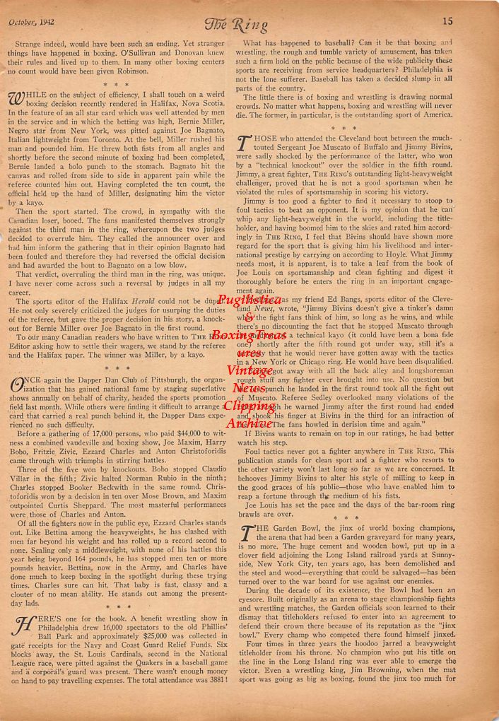Boxing News Clipping #296 - Red Burman vs. Tami Mauriello, Pedro Hernandez vs. Lulu Costantino