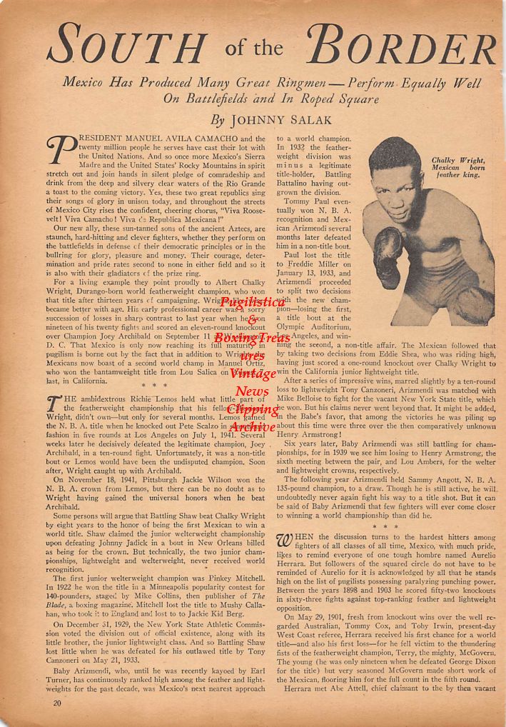 Boxing News Clipping #298 - Ruben Shank, Chalky Wright