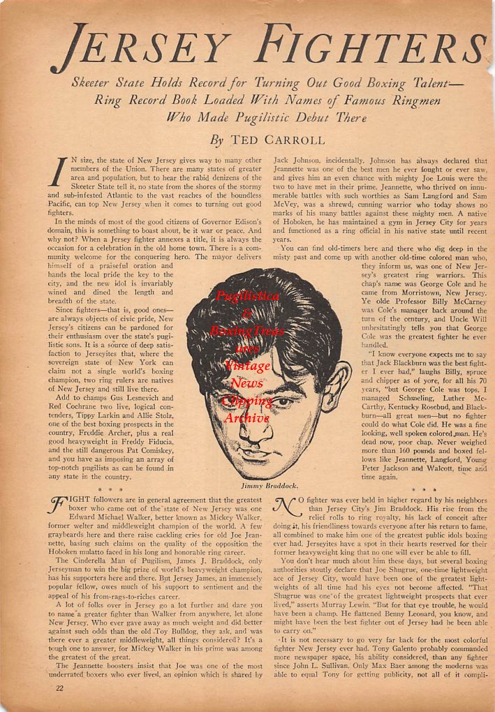 Boxing News Clipping #299 - James J. Braddock, Mexican Joe Rivers