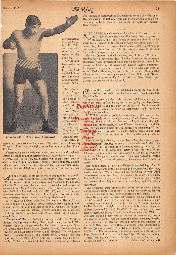 Boxing News Clipping #299 - James J. Braddock, Mexican Joe Rivers