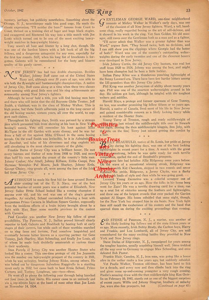 Boxing News Clipping #300 - Anthony Stoe, Patsy Giovanelli, Al Jaillet, Gene Merrill, Roger Goss, James Buchanan