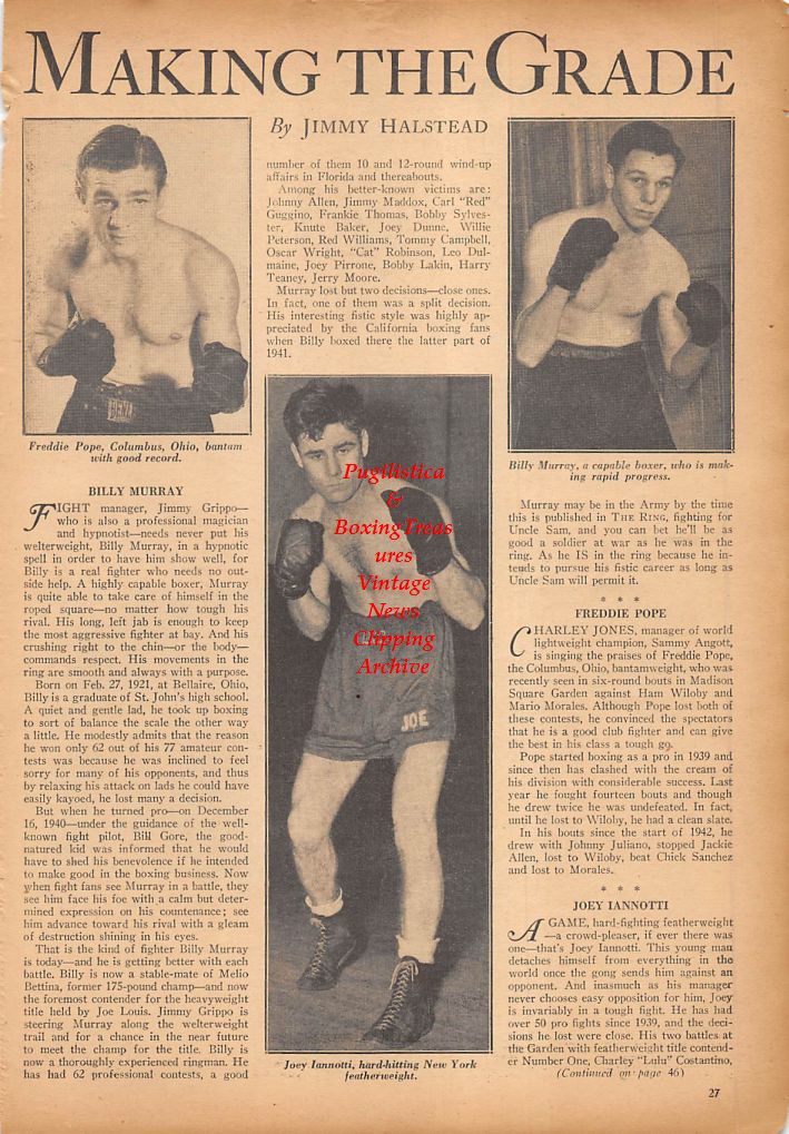 Boxing News Clipping #302 - Adam Spencer, Pete Manchio, Sanders Cox, Freddie Pope, Joey Iannotti, Billy Murray