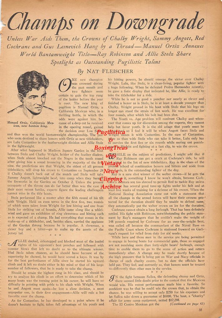 Boxing News Clipping #304 - Manuel Ortiz