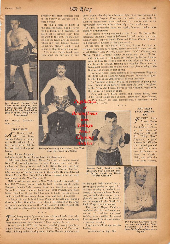 Boxing News Clipping #303 - Marvin Bryant, Ernie Derho, Al Lust, Joe Bernal, Sammy Crocetti, Tommy Todd, Carmen Georgino