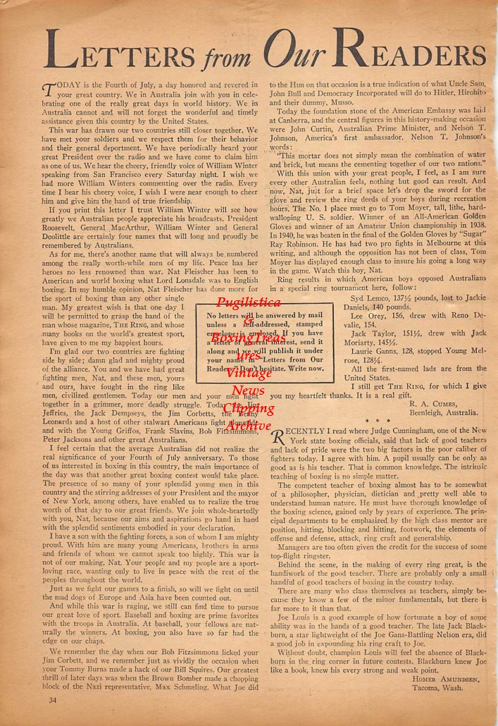 Boxing News Clipping #310 - George Kochan, Bernie Miller, Dan Calcagno