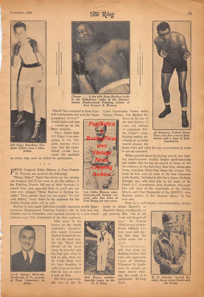 Boxing News Clipping #311 - Maxie Shapiro, Cecil Hudson, Mario Morales, Piggy Hutchins, Jesse Raybon, Al Schnares, Eddie Mosure, Johnny McGrath, Bob Ranes, K.O. Donoho