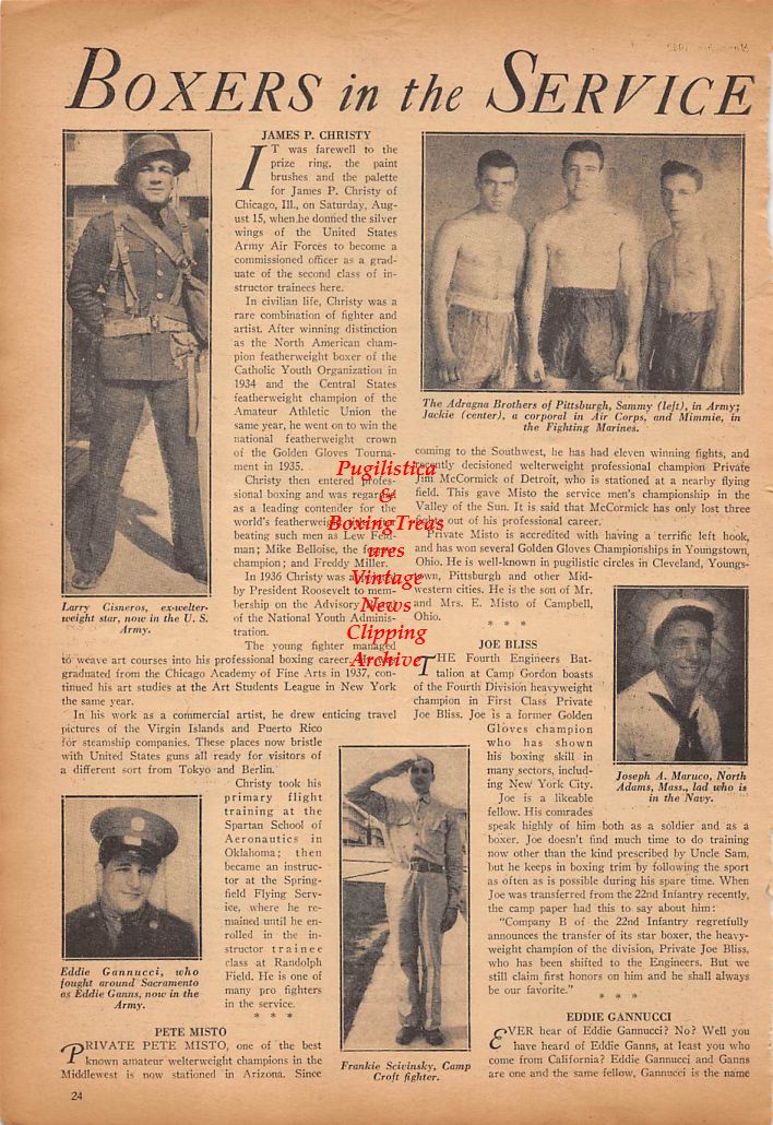 Boxing News Clipping #314 - Larry Cisneros, The Adragna Brothers, Eddie Gannucci, Frankie Scivinsky, Joe Maruco, Mose Pointer, Harold Stevens and others