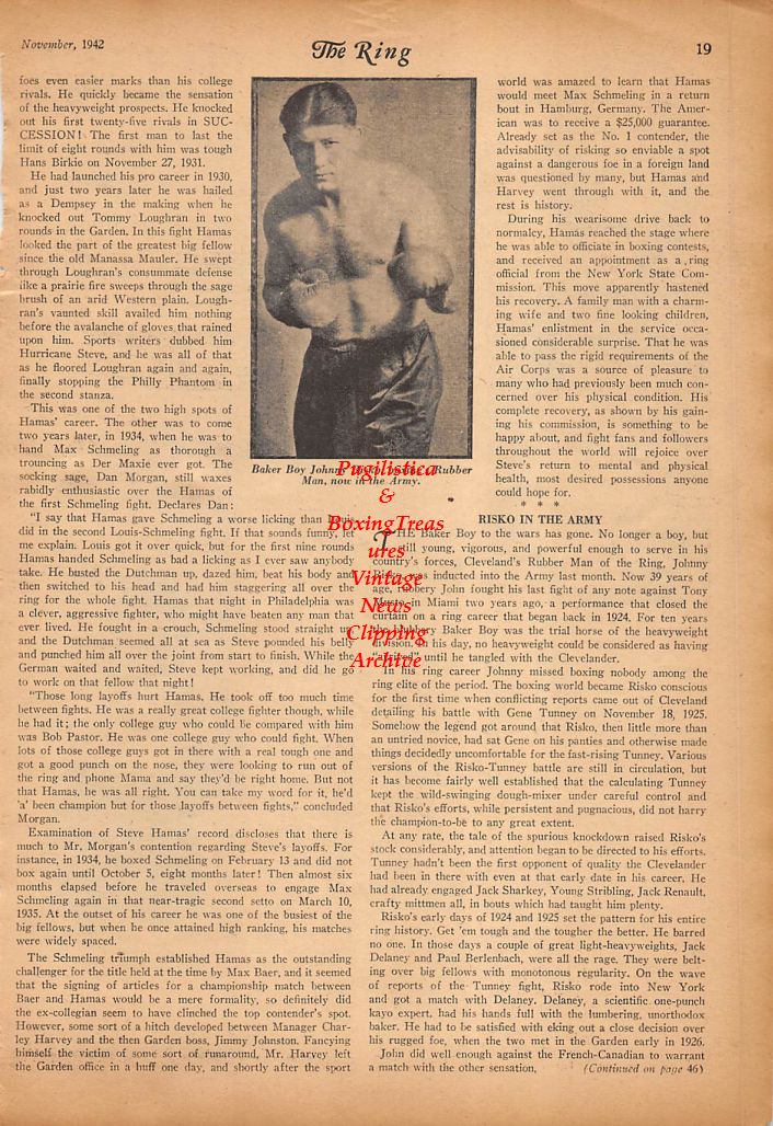 Boxing News Clipping #316 - Manuel Ortiz, Lou Salica, Johnny Risko