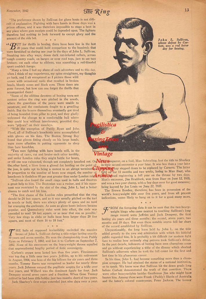Boxing News Clipping #319 - John L. Sullivan