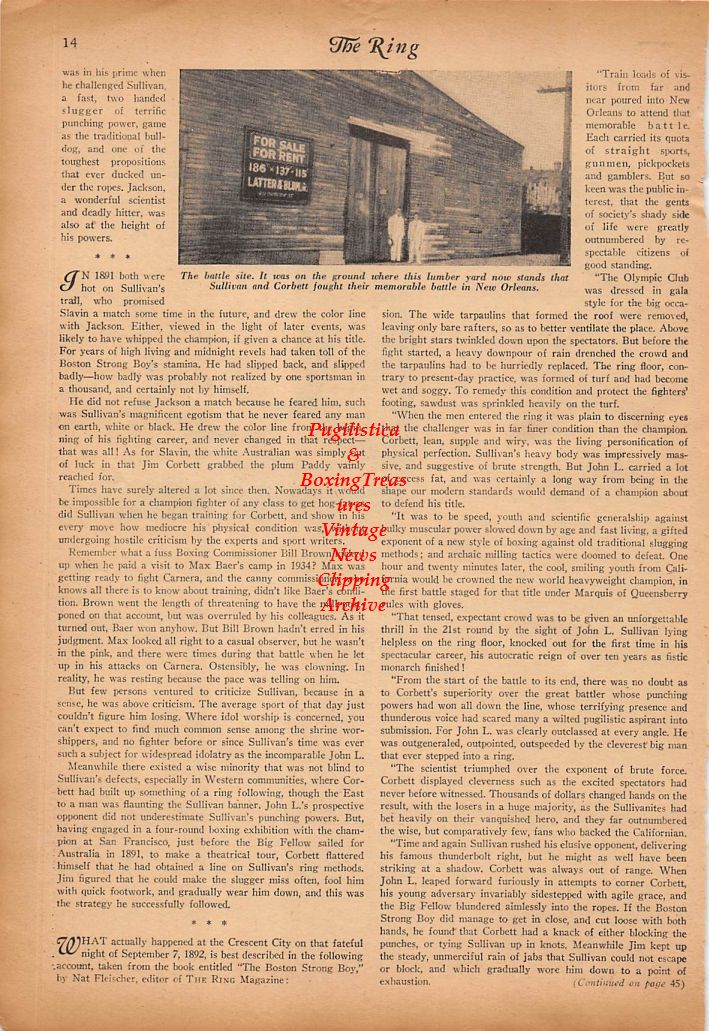 Boxing News Clipping #319 - John L. Sullivan