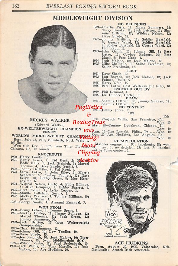 Boxing News Clipping #32 - Mickey Walker, Ace Hudkins