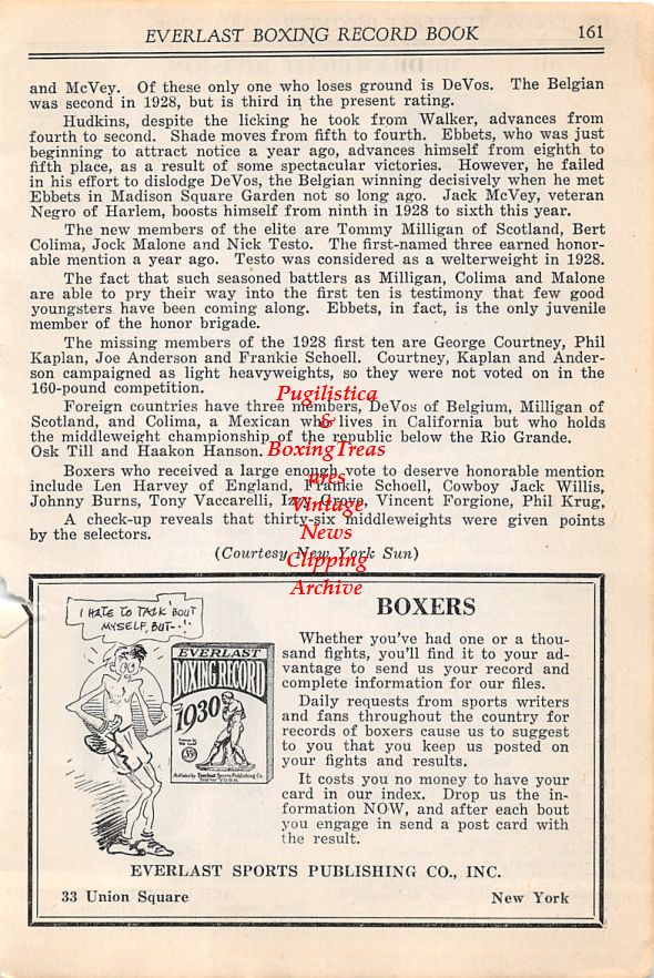 Boxing News Clipping #32 - Mickey Walker, Ace Hudkins